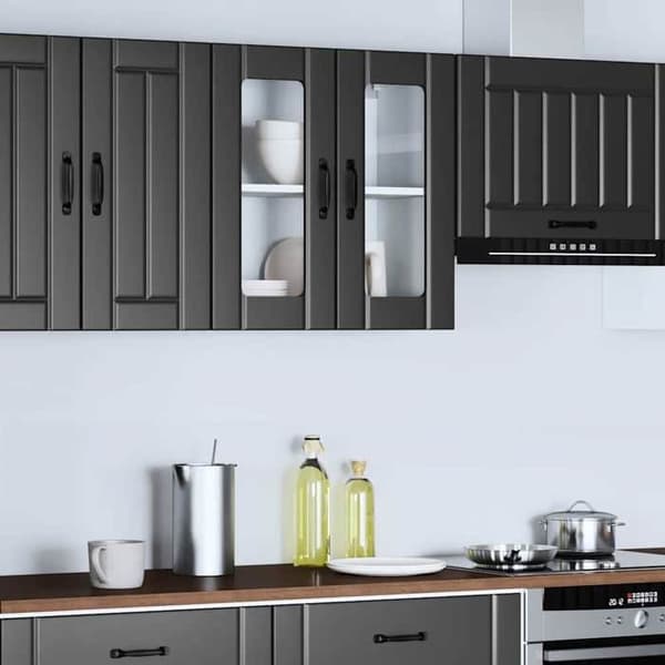 Maison Exclusive - Köksskåp med glasdörr Lucca svart