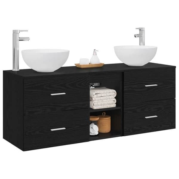 Maison Exclusive - Sæt af 3 dele badeværelsesskab i sort eg