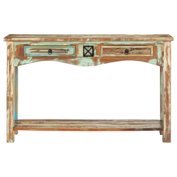 Konsolbord - Maison Exclusive - Solid genbrugstræ - 120x40x75 cm - 2 skuffer