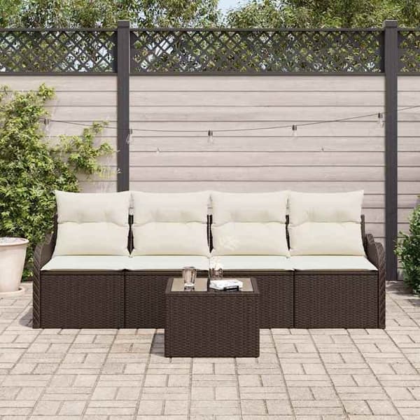 Maison Exclusive - Set med bruna polyrottingträdgårdsmöbler