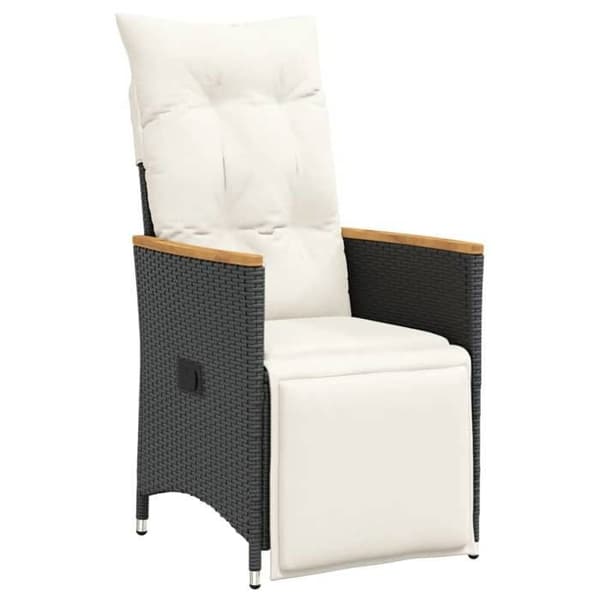 Maison Exclusive - Havebistro sæt 11 dele med sorte puder i poly rattan Svart