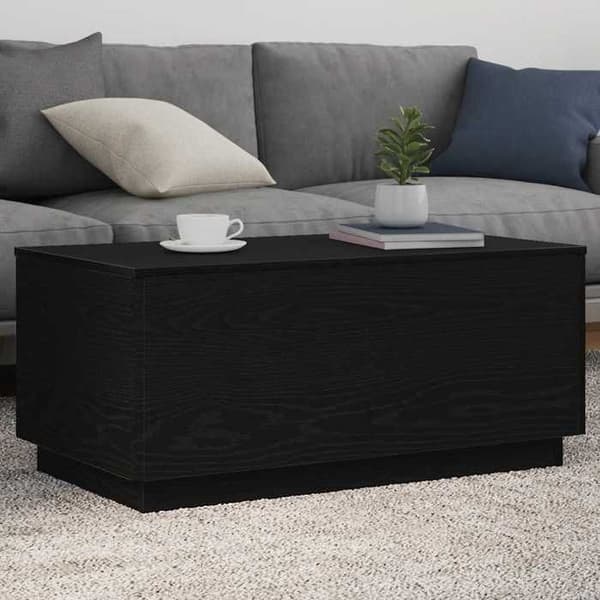 Maison Exclusive - Sofabord med LED-lys, sort egetræ 90x50x40 cm