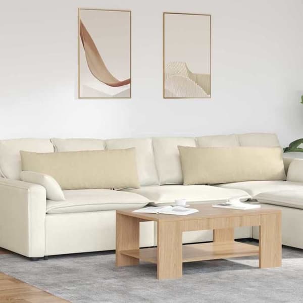 Sofa puder - EKSKLUSIV HUS - 120 x 40 cm (sæt 2) - Creme - Lynlås betræk - Polyester fyld Grädde