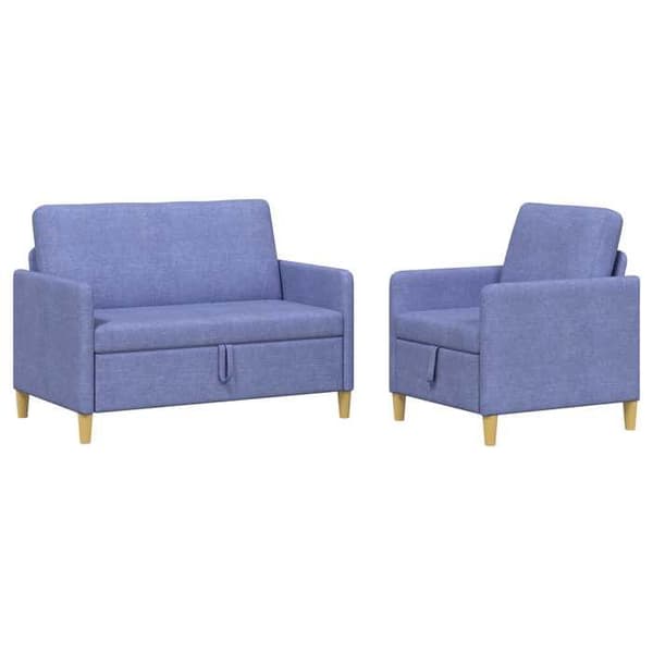Maison Exclusive - Soffa med förvaring 2 st Blå denim Polyester