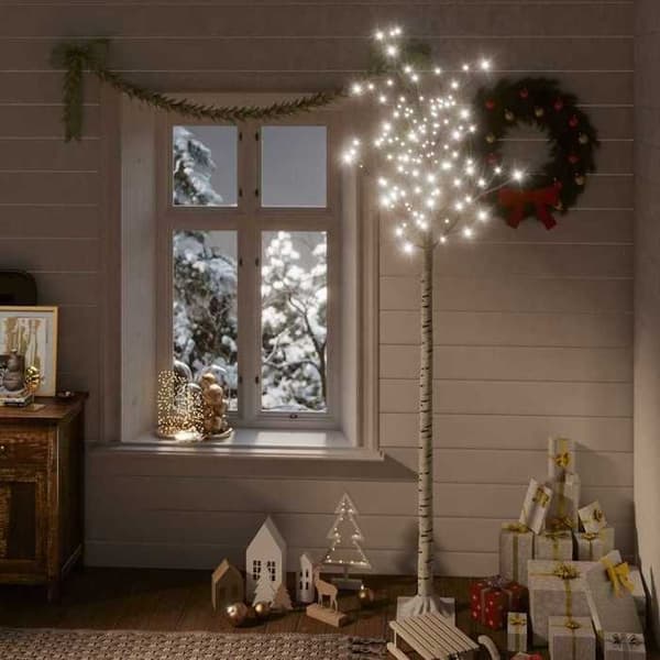 Maison Exclusive - Julgran 220 LED kallvit Pil 2,2 m In/Ut Vit kyla