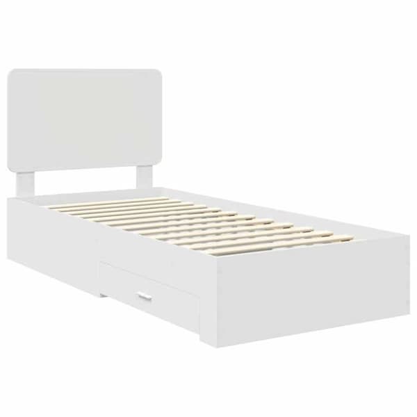 Maison Exclusive - Sängram med låda Vit 90 x 190 cm Ingenjörsträ