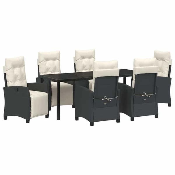 Maison Exclusive - 7 pc have spisebordssæt i sort polyrotin Svart