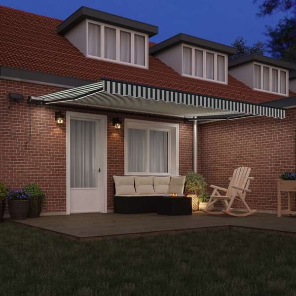 Maison Exclusive - Fällbart tak i grön och vit 450 × 300 cm