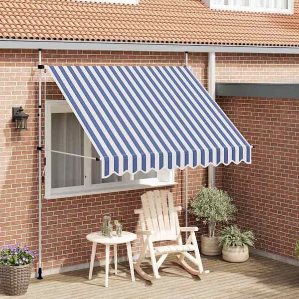 Maison Exclusive - Manuel udtrækkelig markise 250 cm Blå og hvide striber