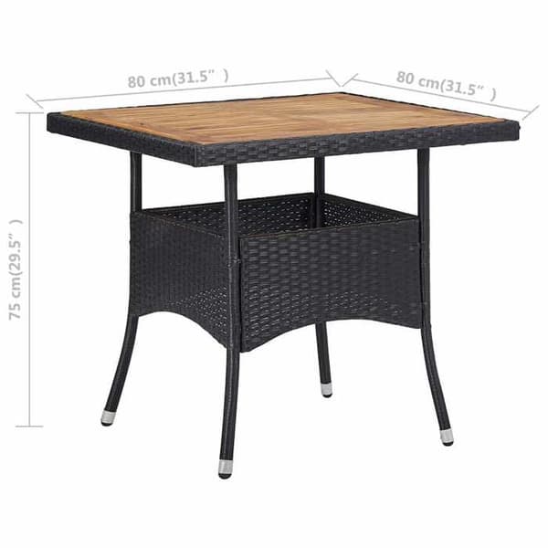 Maison Exclusive - Utomhusbord i svart flätad resin och solid akaciaträ