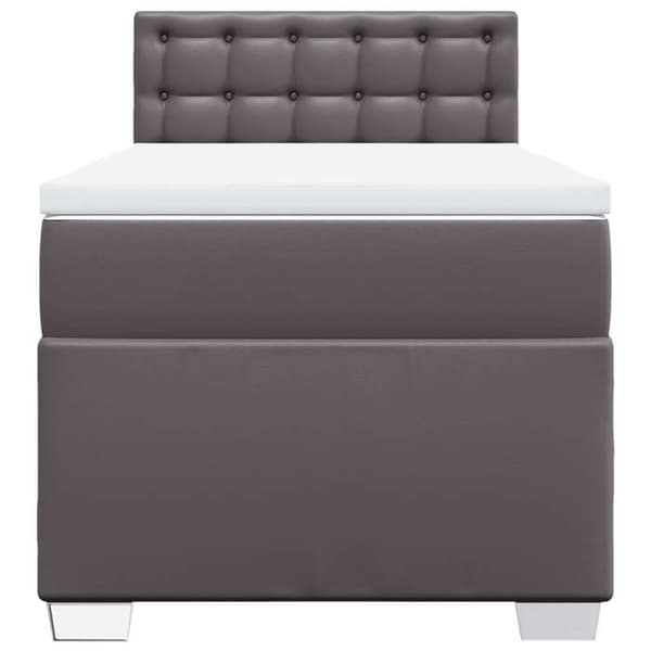 Maison Exclusive - Seng med lameller og madras Grå 90x200 cm Simili læder