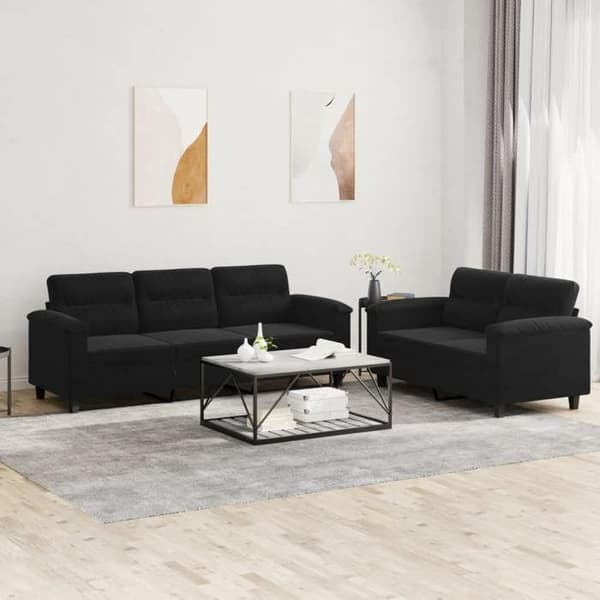 Maison Exclusive - Sæt af 2 sofaer med sorte puder i mikrofiberstof