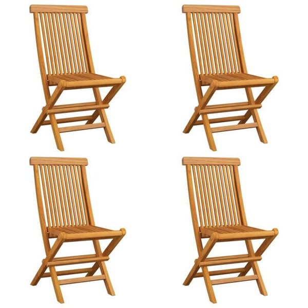 Maison Exclusive - Fällbara stolar med grå kuddar, 4 delar, i massivt teak grå (kuddar)