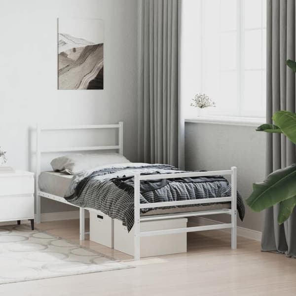 Sengestel - MAISON EXCLUSIVE - Maison Exclusive - 90x190 cm - Stål - Lamelseng Vit