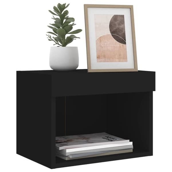 Maison Exclusive - Vægmonterede natborde med LED-lys 2 stk sort Svart