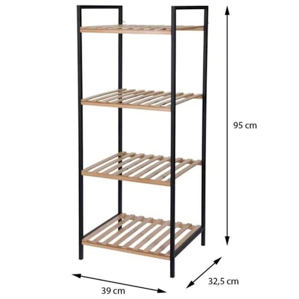 Badrumslösningar Förvaringsställ och 4 hyllor Bambu och stål95 [cm] Flerfärgad