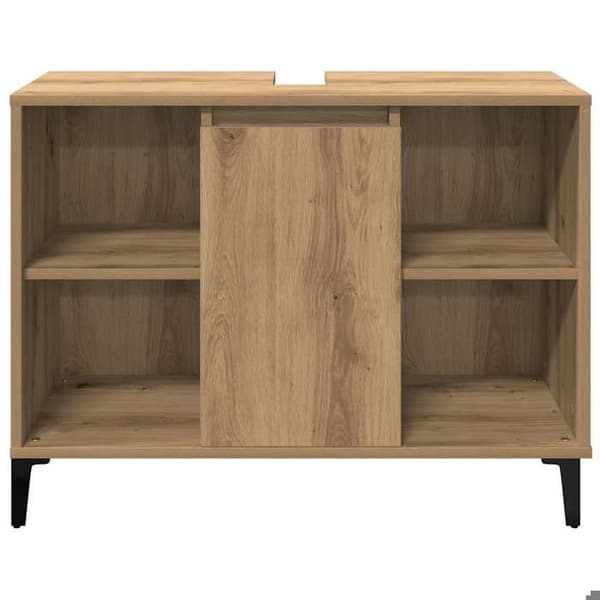Maison Exclusive - Håndlavet egetræ vaskeskab 80x33x60 cm ingeniørtræ