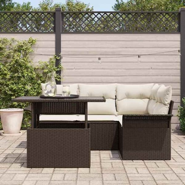 Trädgårdsmöbelset - EXKLUSIV HEM - 5 delar - Brun - Poly rattan - Modulär, akacia brun