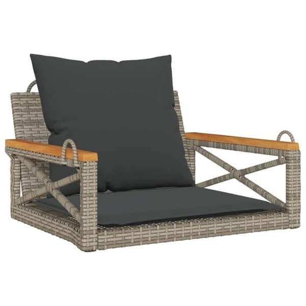 Maison Exclusive - Balanssoffa med grå kuddar 63x62x40 cm flätad resin