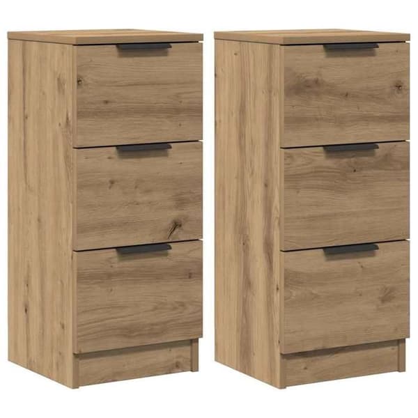 Maison Exclusive - Buffeter 2 stk. håndlavet eg 30x30x70 cm ingeniørtræ