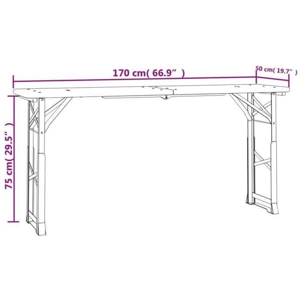 Maison Exclusive - Fällbart öltabell 170x50x75/105 cm av massivt granträ