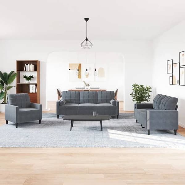 Sohvaryhmä - MAISON EXCLUSIVE - 3-osainen setti - Samettikangas - Metallirunko - Harmaa