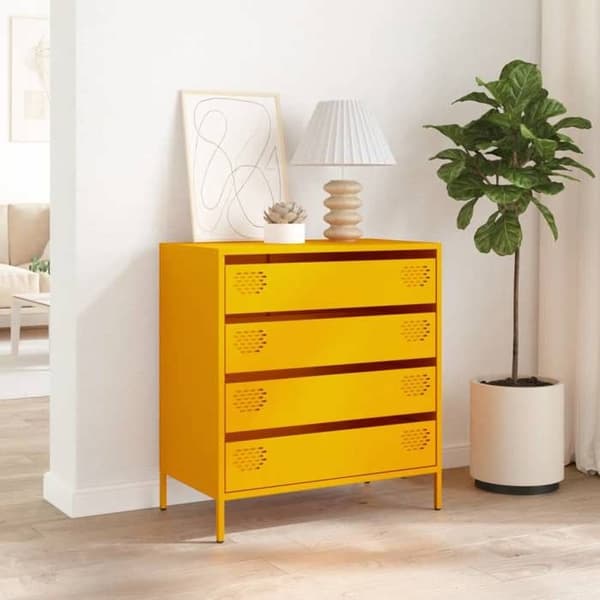 Maison Exclusive - Buffet gul sennep 68x39x73,5 cm koldvalset stål