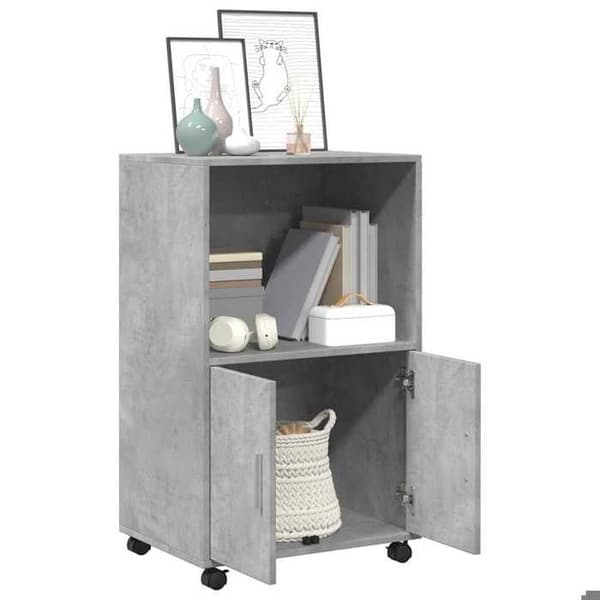 Maison Exclusive - Grå beton rullevogn 55x40x91 cm ingeniørtræ