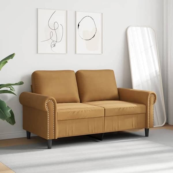 Soffa - EXKLUSIVT HUS - 2 platser 120 cm - Brun sammet - Robust metallram - Modern design brun