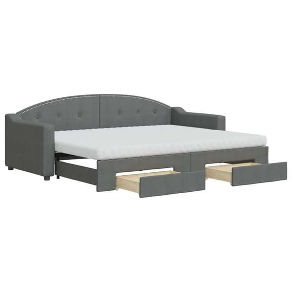 Maison Exclusive - Sovesofa med udtræk og skuffer i mørkegrå 80x200 cm stof