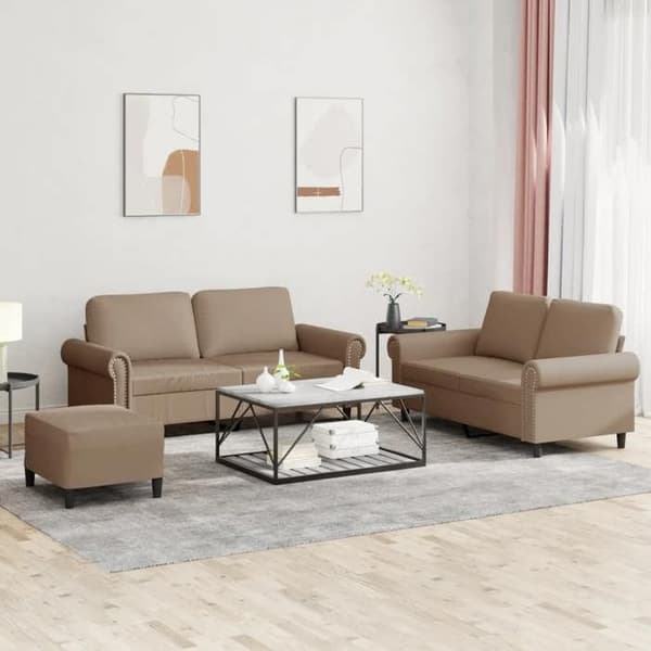 Maison Exclusive - Sæt af 3 sofaer med puder Cappuccino Simil læder
