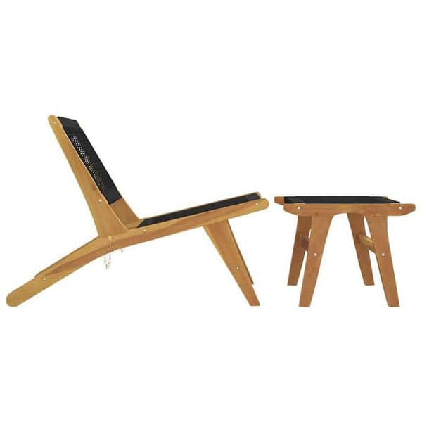 Maison Exclusive - Trädgårdsstol och fotpall i solid teak och polyester