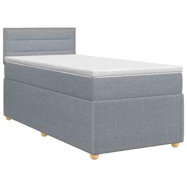 Maison Exclusive - Boxspring säng med madrass Ljusgrå 90 x 190 cm Tyg