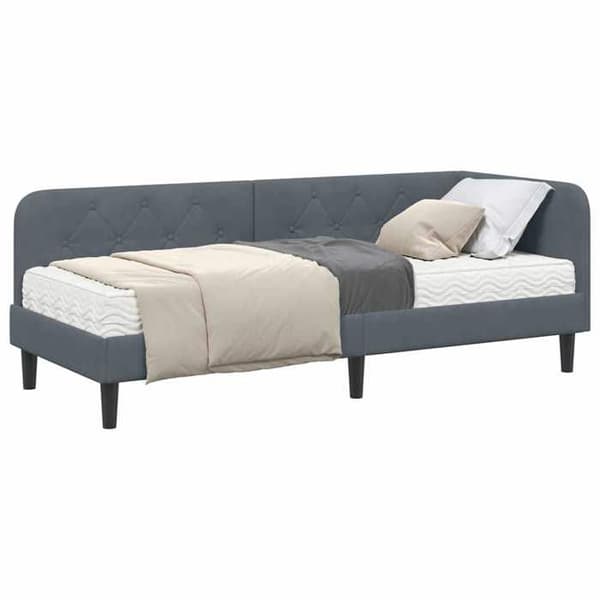 Maison Exclusive - Mörkgrå hörnsängram 80 x 200 cm Sammet