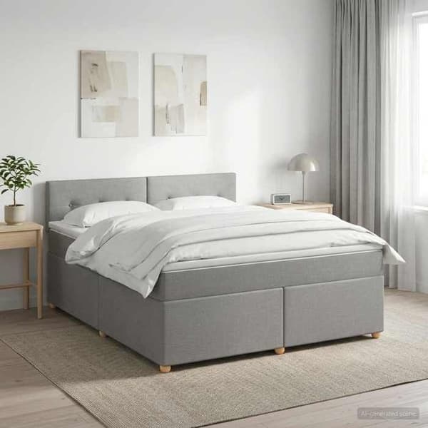 Maison Exclusive - Boxspring seng med madras Lys grå 180 x 200 cm Stof
