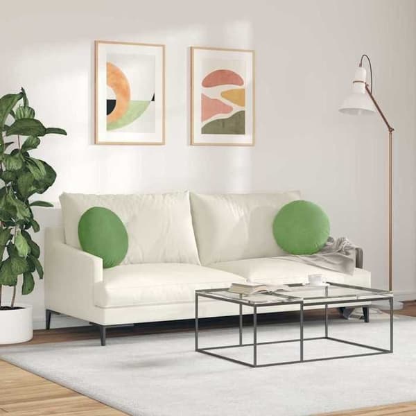 Sittkuddar - EXKLUSIVT HEM - Ø 40 x 13 cm - Ljusgrön sammet - Rund - 2-pack Ljusgrön