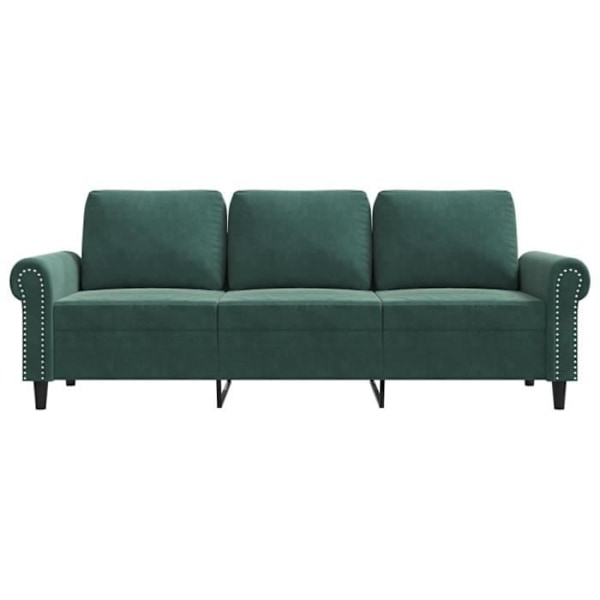 3-personers sofa - Fløjl - Mørkegrøn - Blød komfort - Moderne design Grön