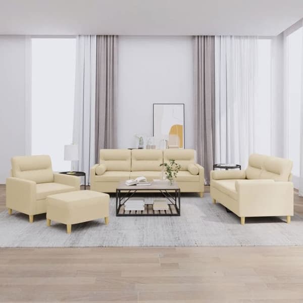 Maison Exclusive - Sæt af 4 sofaer med cremefarvede puder i stof