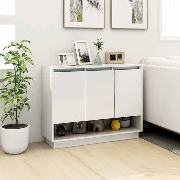 Buffet - EKSKLUSIVT HUS - 97 x 31 x 75 cm - Hvid - Ingeniørtræ - 3 døre Vit