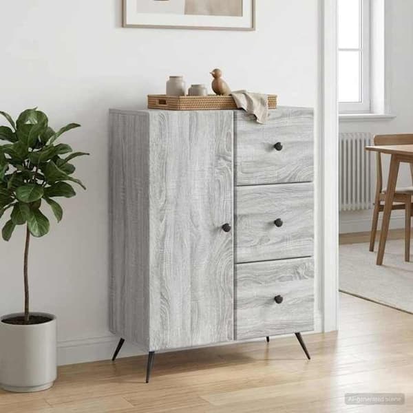 Maison Exclusive - Buffé Sonoma grå 66 x 34,5 x 90 cm Ingenjörsträ Grå