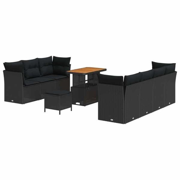 Maison Exclusive - Puutarhakalustesarja tyynyillä 10 kpl Musta
