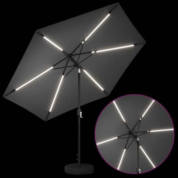 Exklusivt hus - Trädgårdsparasol med LED-lampor och bas 3 x 3 m Polyester