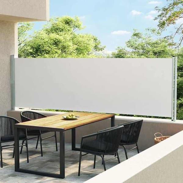 Maison Exclusive - Utdragbart sidotak för patio 140x600 cm Kräm