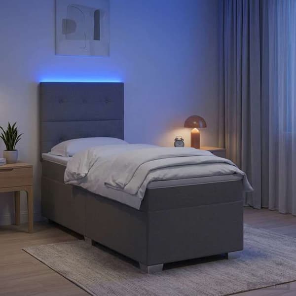 Maison Exclusive - Boxspring seng med madras Lys grå 90 x 200 cm Stof Ljusgrått