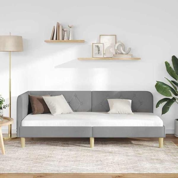 Maison Exclusive - Ljust grått hörnsängram 80 x 200 cm tyg Ljusgrått