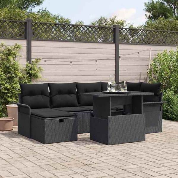 Maison Exclusive - 7 pc have-sofa sæt i sort polyrotin Svart