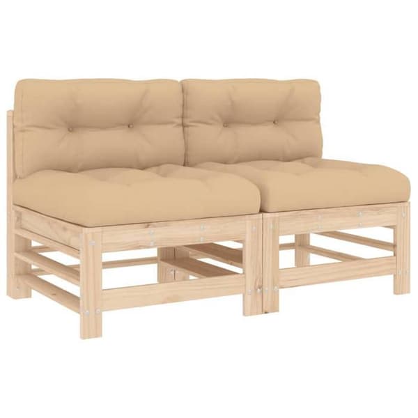 Maison Exclusive - Centrala soffor med kuddar 2 st massiv furu