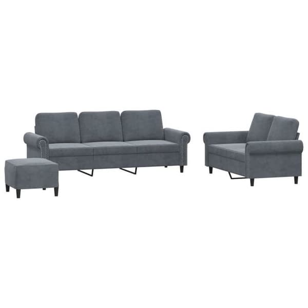 Maison Exclusive - Sæt af 3 sofaer med puder Mørkegrå Velour