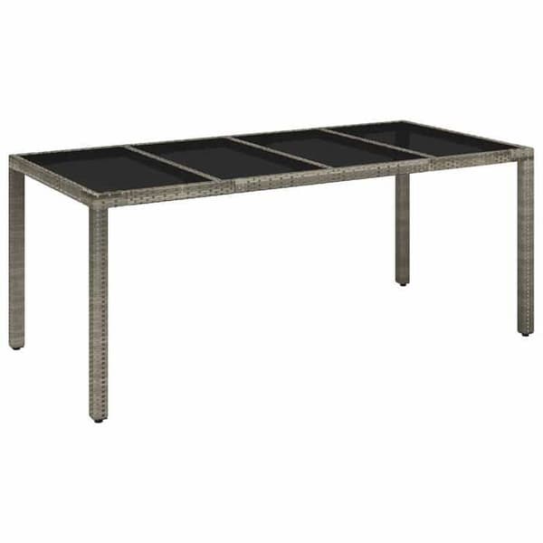 Maison Exclusive - Trädgårdsbord med grått glas ovan 190x90x75cm Flätad resin grå