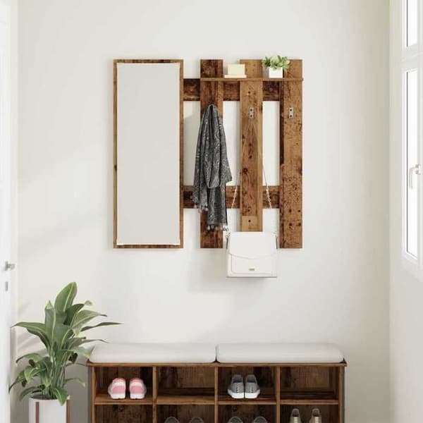 Väggmonterad klädhängare - EXKLUSIV HEM - 100 x 10 x 100 cm - Kompositträ - Brun - Väggmontering